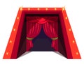 Circusus red curtains flat vector illustration