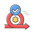 cirlce arrow and gear approved mark color icon vector illustration