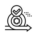 cirlce arrow and gear approved mark line icon vector illustration