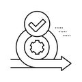 cirlce arrow and gear approved mark line icon vector illustration