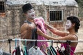 Cirque Clowns Fitting Costumes Royalty Free Stock Photo