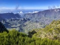 Cirque de cilaos at sunset view from piton des neiges Royalty Free Stock Photo