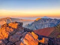 cirque de cilaos at sunset view from piton des neiges