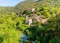 Village on the Vis river, in HÃ©rault, in Occitanie, France