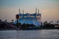 Cirque du Soleil on sunset background in Disney Springs at Lake Buena Vista . Royalty Free Stock Photo