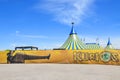 Cirque du Soleil yellow and blue tent Royalty Free Stock Photo