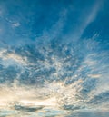 Frog eye view of cirrocumulus and cirrostratus clouds Royalty Free Stock Photo