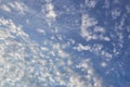 Cirrocumulus cloud on bright blue sky with sunrise in the early morning Royalty Free Stock Photo