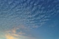Cirrocumulus clouds in the blue sky, Cirrocumulus clouds with small and rounded cloudlets Royalty Free Stock Photo