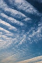 Cirrocumulus clouds at high altitude on a clean summer sky.