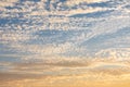 Cirrocumulus clouds sunset sky cloudscape background pattern Royalty Free Stock Photo