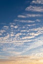 Cirrocumulus clouds sunset sky cloudscape background pattern Royalty Free Stock Photo