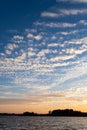 Cirrocumulus clouds sunset sky cloudscape background pattern Royalty Free Stock Photo