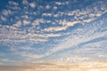 Cirrocumulus clouds sunset sky cloudscape background pattern Royalty Free Stock Photo