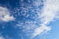 Cirrocumulus stratiformis clouds high altitude clouds appear as small white cloudlets grouped together in thin layer. White Royalty Free Stock Photo