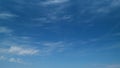 Cirrus cloud with blue sky background. Awesome white filaments of clouds and light effects. Timelapse. Royalty Free Stock Photo
