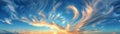 Cirrus cloud patterns at sunset, ethereal sky, abstract beauty Royalty Free Stock Photo