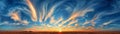 Cirrus cloud patterns at sunset, ethereal sky, abstract beauty Royalty Free Stock Photo