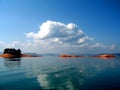 Cirrus clouds over the lake