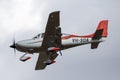 Cirrus SR22 high performance single engine light aircraft VH-SDA on approach to land at Avalon aIrport