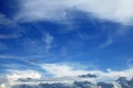 Cirrus, stratus and cumulus clouds in the same sky. Dense layer sky pattern. Skies landscape in summer