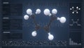 Cis-2-butene molecule with description on the computer screen, loopable 3d animation