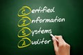 CISA Ã¢â¬â Certified Information Systems Auditor acronym, business concept on blackboard Royalty Free Stock Photo