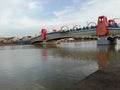Cisadane river bridge on tanggerang city Royalty Free Stock Photo