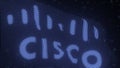 CISCO logo on a waving digital flag, editorial 3d rendering Royalty Free Stock Photo