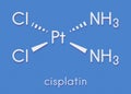 Cisplatin cancer chemotherapy drug molecule. Skeletal formula.