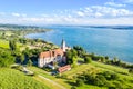 Cistercians monastery Birnau at Lake Constance aerial view baroque pilgrimage church in Germany