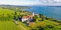 Cistercians monastery Birnau at Lake Constance panorama aerial view baroque pilgrimage church in Germany