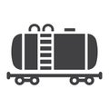 Cistern oil train glyph icon, logistic delivery Royalty Free Stock Photo