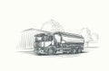 Cistern Truck Illustration. Hand drawn, vector, eps 10.