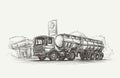 Cistern Truck near Gas station. Vector. eps10.