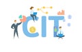 CIT, Corporate Income Tax. Concept with keywords, people and icons. Flat vector illustration. Isolated on white.