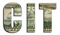 CIT Word 50 US Real Dollar Bill Banknote Money Texture on White Background