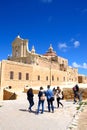 Citadel Cathedral and tourists, Victoria, Gozo.