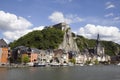 The citadel, the collegiate church and the river Meuse in Dinant, Walloon region, Belgium Royalty Free Stock Photo