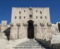 Citadel fortress gate landmark in central old aleppo city syria Royalty Free Stock Photo