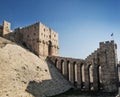 Citadel fortress gate landmark in central old aleppo city syria Royalty Free Stock Photo