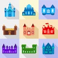 Citadel icons set, flat style