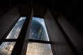 Cite du Vin main tower seen from the inside during a sunny afternoon. Cite du Vin wine city is the wine museum of Bordeaux