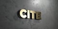 Cite - Gold sign mounted on glossy marble wall - 3D rendered royalty free stock illustration