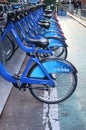 Citi Bikes in a row in New York City