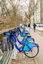 NEW YORK, NEW YORK, USA - DECEMBER 23, 2021: Citi Bikes in New York City