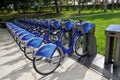 Citibike blue bicycles for rental on station Royalty Free Stock Photo