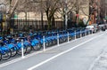 Citibike rentals in downtown New York City for biking around the city.