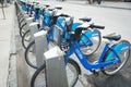 Citibikes in New York NY a public Bikeshare system Royalty Free Stock Photo