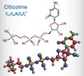 Citicoline, CDP-choline, cytidine diphosphate-choline molecule. It is used as a nutritional supplement. Structural chemical